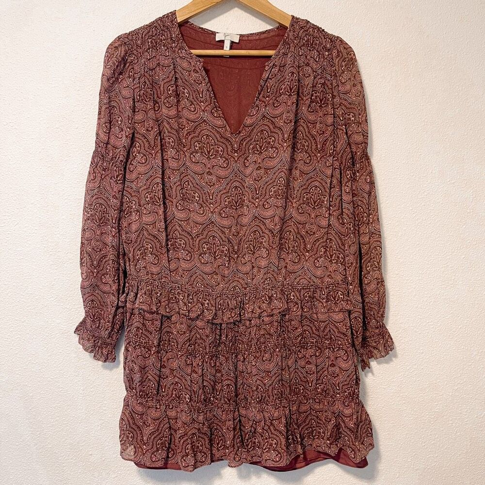 Joie “Snow” Paisley Silk Boho‎ Mini Dress Size S